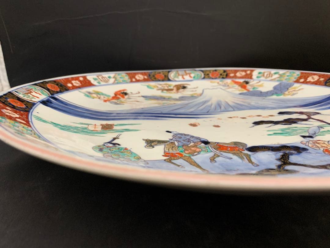 古伊万里　富士山　色絵金彩　大皿　約直径40㎝
