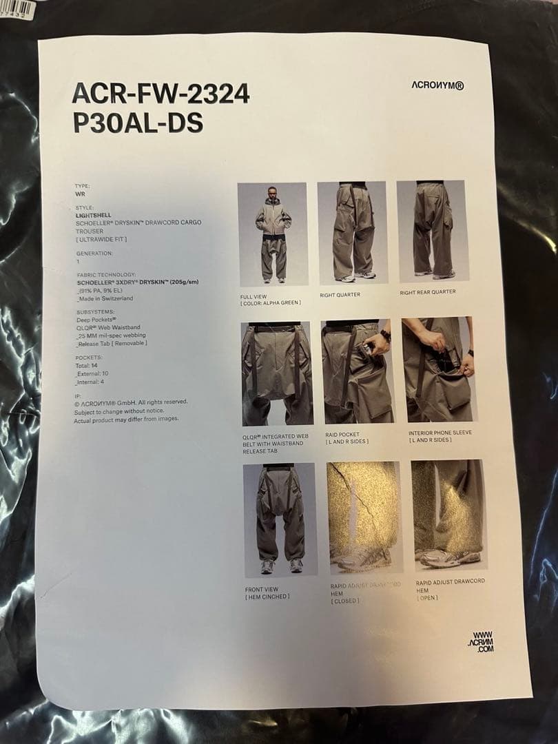 hka　Acronym P30AL-DS black サイズM