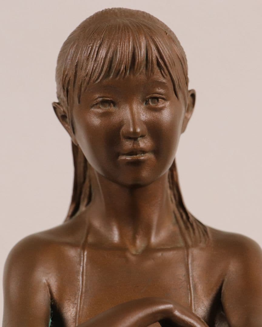 高岡銅器 稲田喜秀 プロムナード 限定31/750 鋳銅製 置物 女性 M878