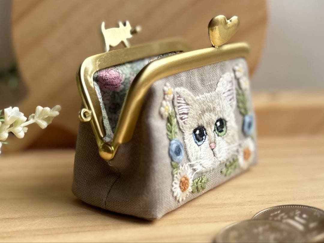 うさこ様　手刺繍猫のがま口　3点