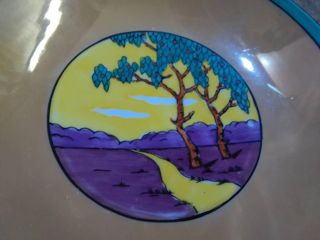 オールドノリタケ　アールデコ　果樹園の図　美しい菓子皿　M－JAPAN印