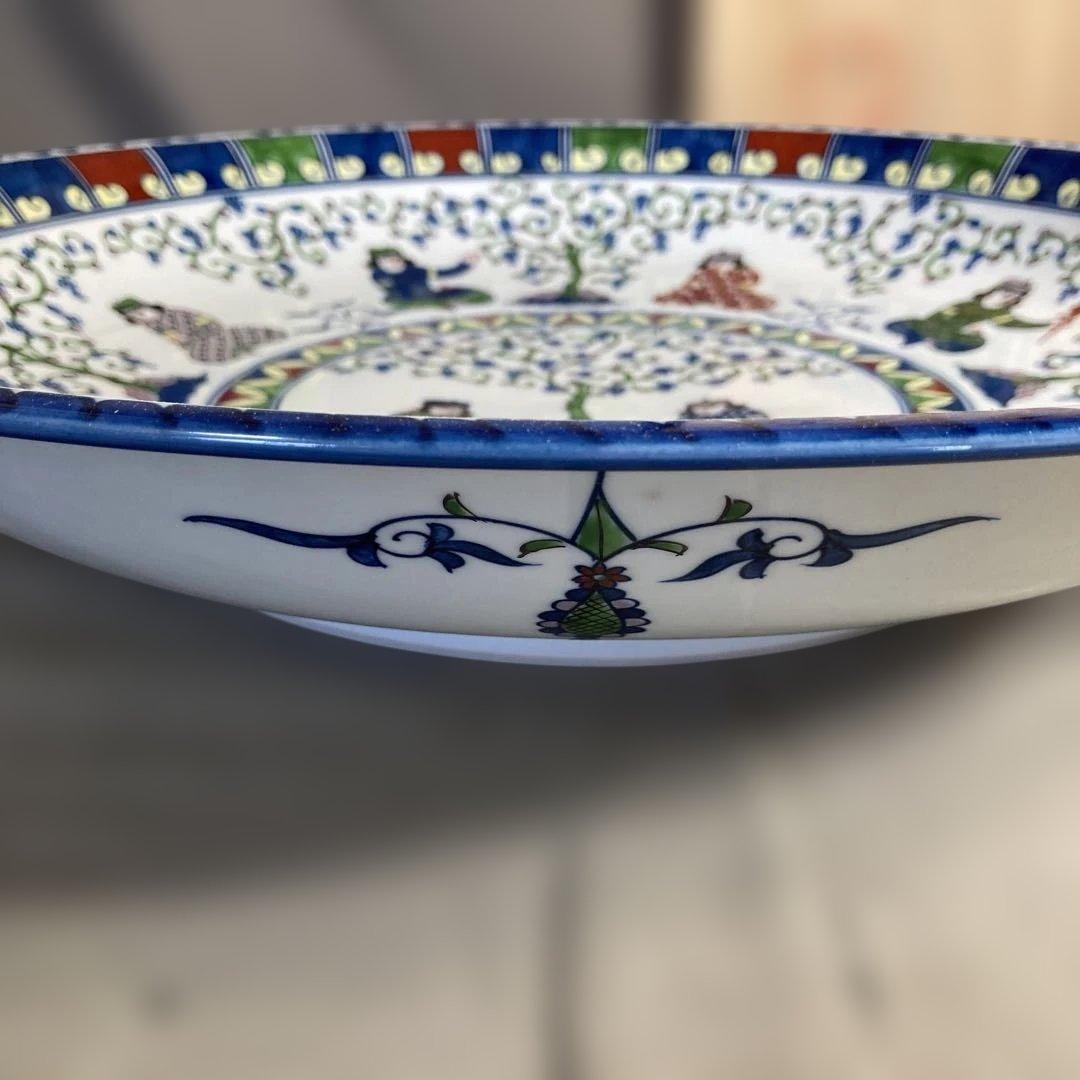 【源右衛門】古伊万里の伝統　名窯　舘林源右衛門作　染錦ミナイ手樹下美人図　特大皿