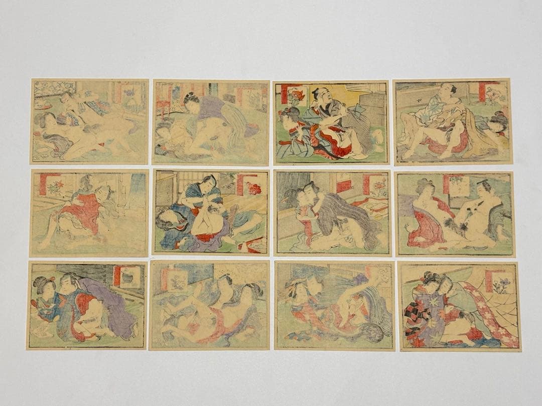 「花のにしき」三世不器用又平（三代豊国）画 彩色木版画 揃12枚|艶本 浮世絵