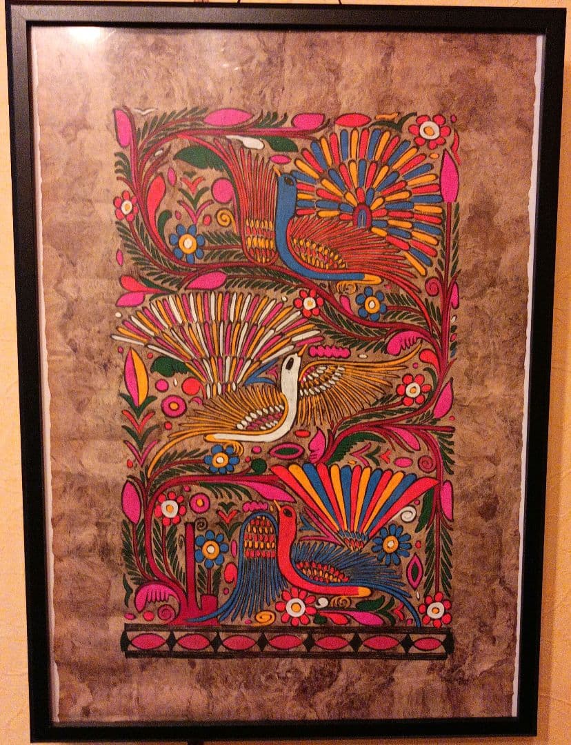 ビンテージメキシコ絵画　メキシコ伝統アマテアート