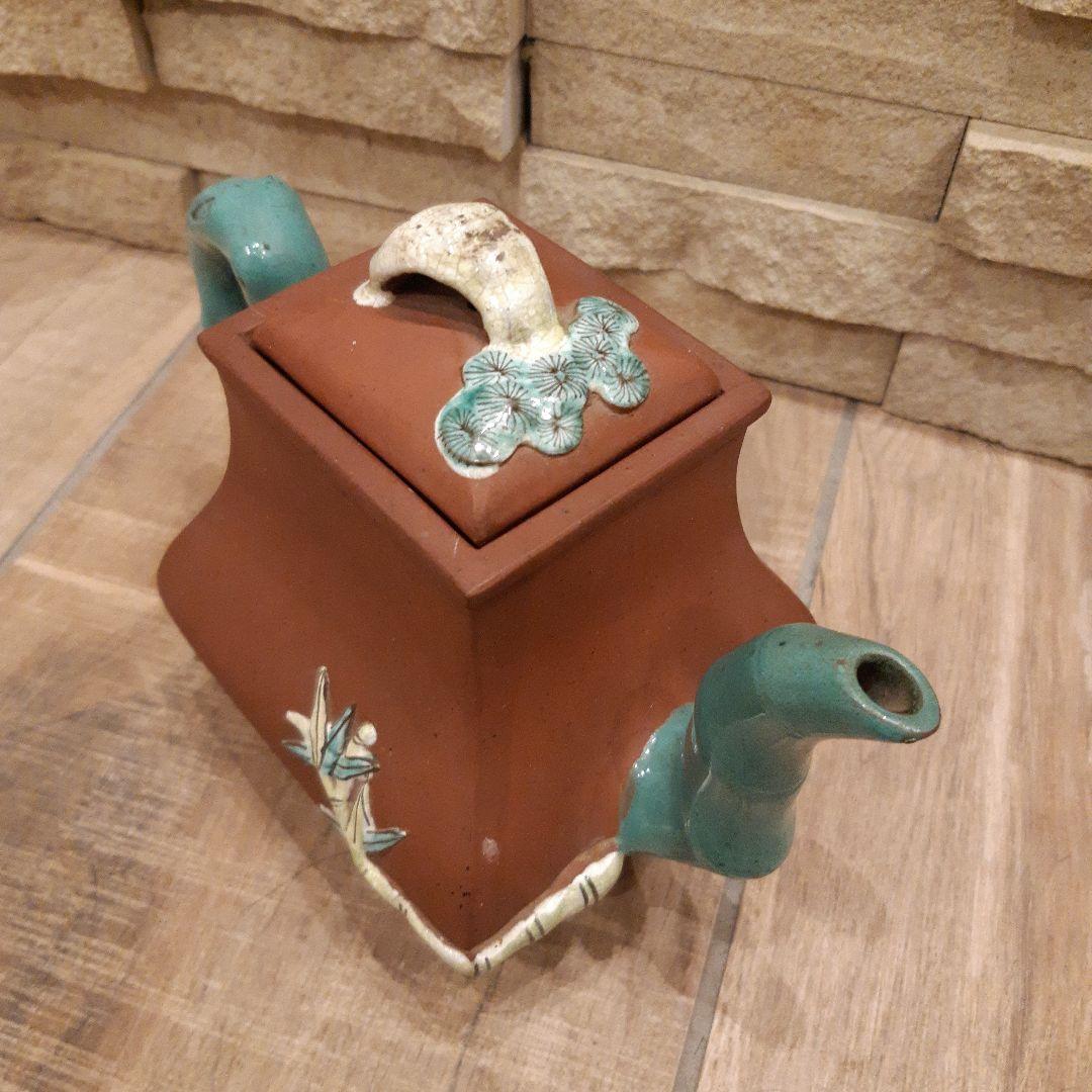 唐物　宜興紫砂　色絵花文　朱泥急須　単孔口　煎茶道具 ヴィンテージ 中国茶器