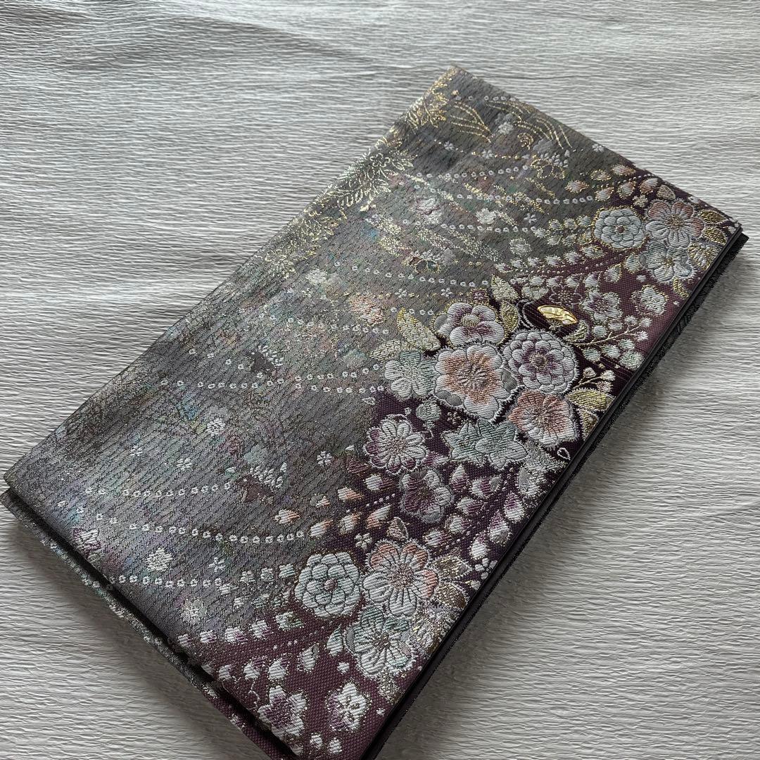 螺鈿がきらり風に揺れる辻が花　きものやまと　正絹六通袋帯