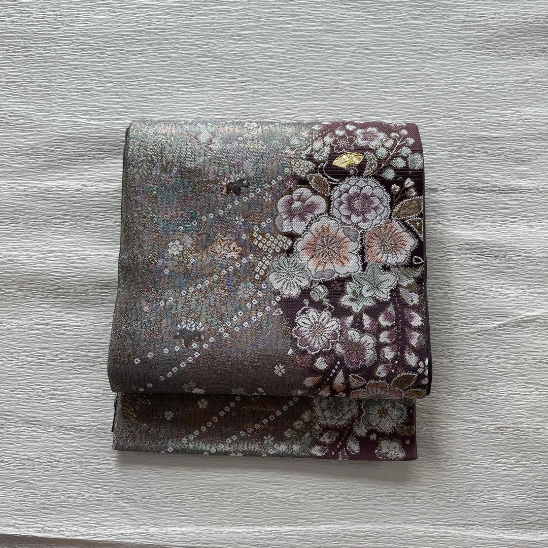 螺鈿がきらり風に揺れる辻が花　きものやまと　正絹六通袋帯