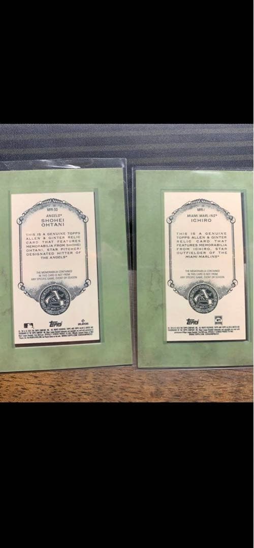 大谷翔平・イチロー　topps パッチカード　Allen & Ginter