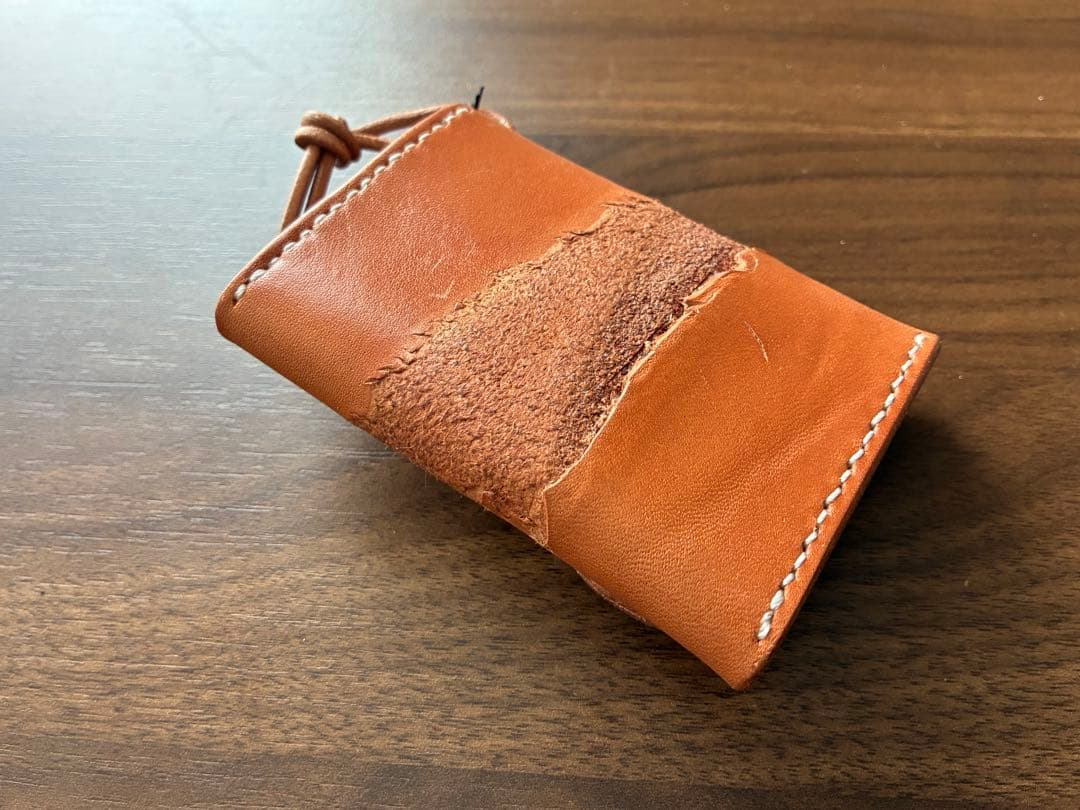 焼印　栃木レザー（サドル）　ナチュラル　コンパクト財布　ヌメ革