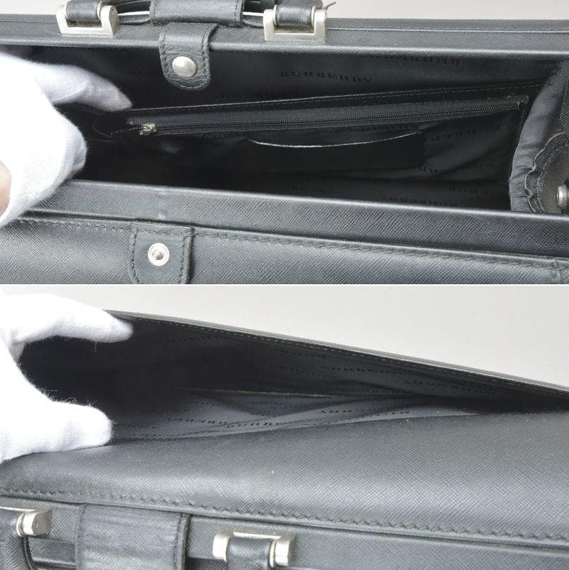 BURBERRY◇バーバリー ビジネスバッグ 鍵付き レザー ブラック 書類鞄