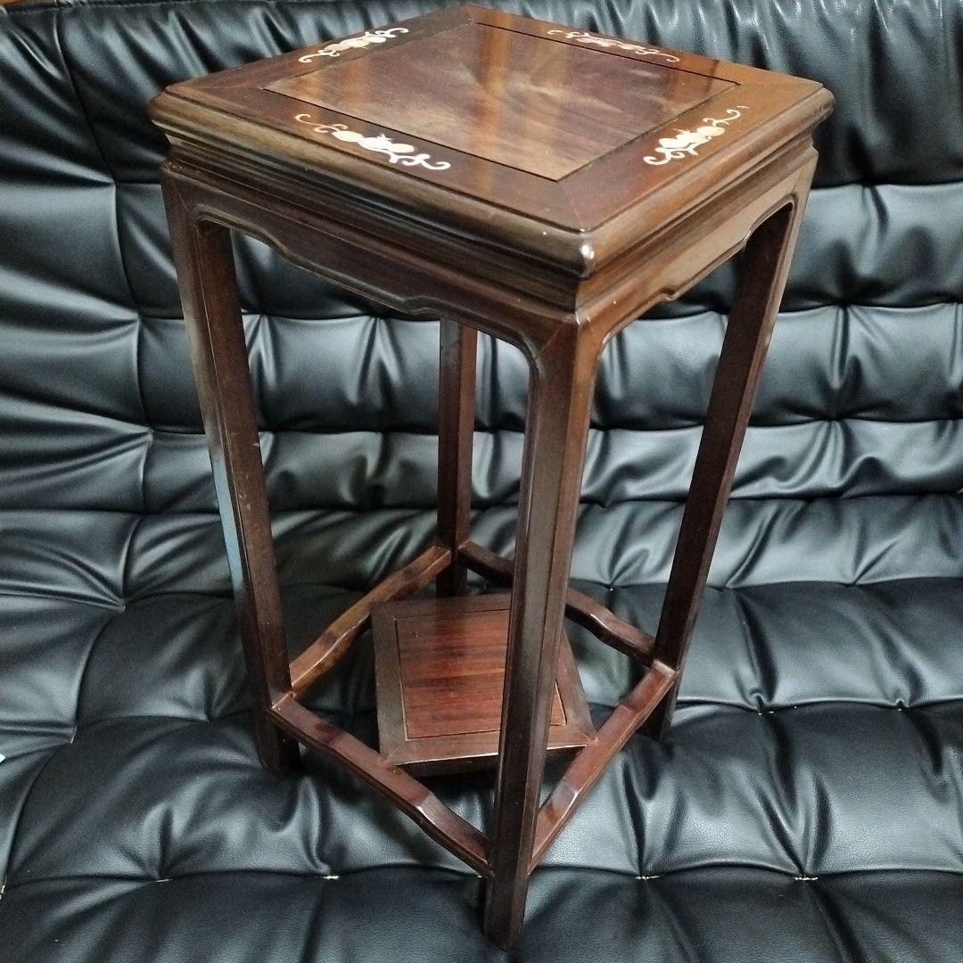 花台 螺鈿 アンティーク 唐木 台 骨董 盆栽台