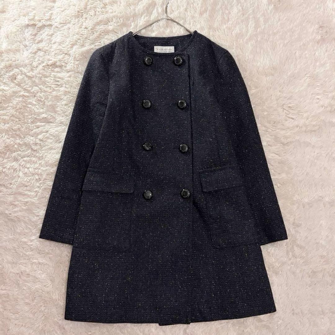マッキントッシュフィロソフィー ネップツイード ダブルコート ネイビー 2way