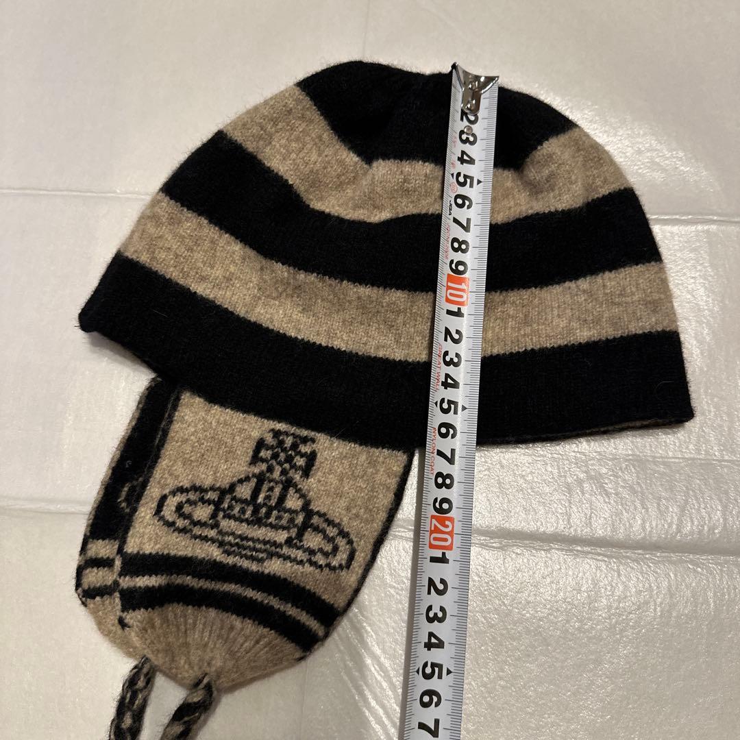 ヴィヴィアンウエストウッド　耳あて付きニット帽　ストライプ