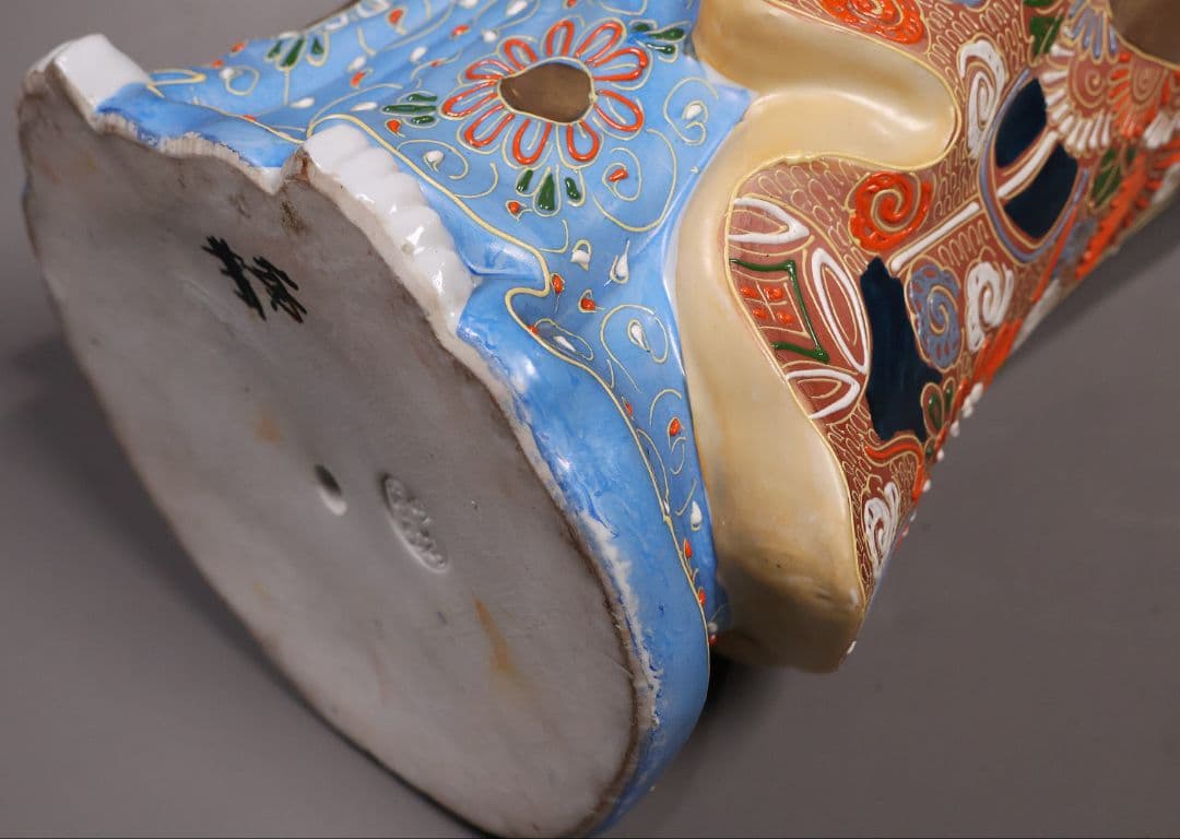 九谷焼 八幡窯 観音菩薩立像 59.4cm 金彩 色絵 置物 仏像【MA818】