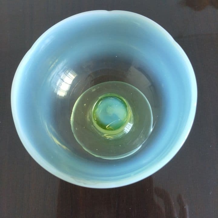 和ガラス 乳白ガラス被せ ウランガラス 2色氷コップ 大正ロマン