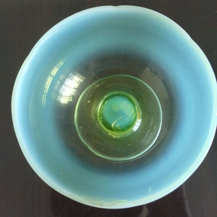 和ガラス 乳白ガラス被せ ウランガラス 2色氷コップ 大正ロマン