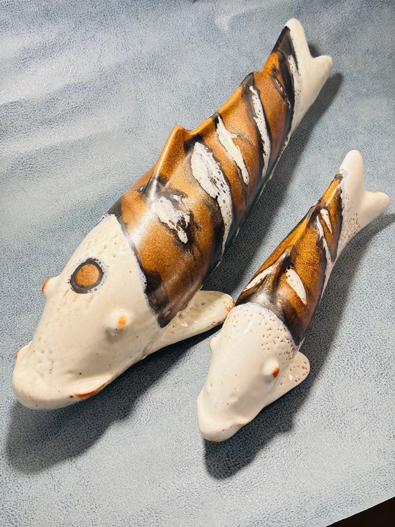 美濃焼　鯉　水野守山　置物　大小セット