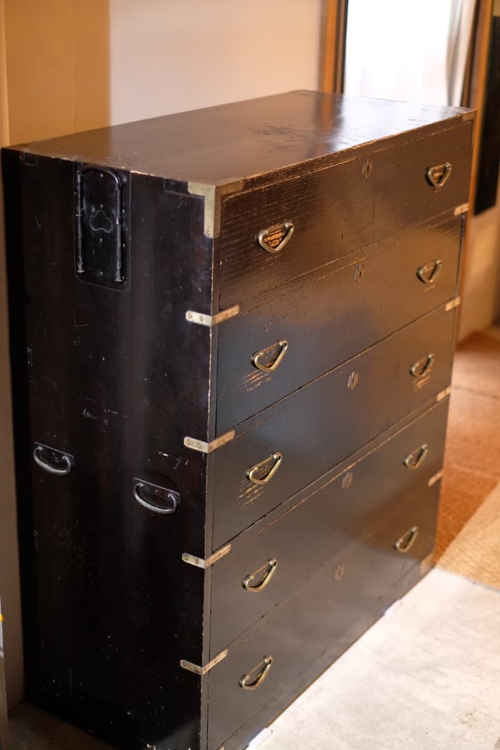 11/8迄出品 桐材漆塗時代箪笥（京都） ② 京箪笥 アンティーク