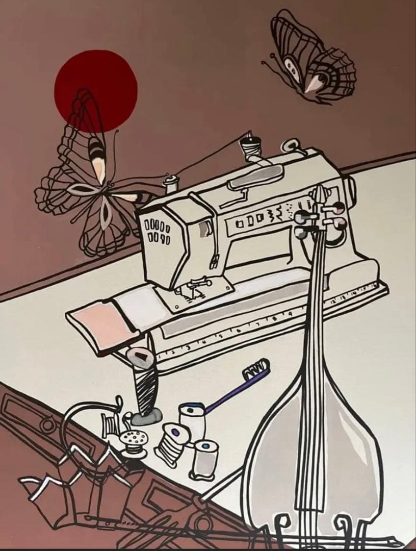 シルクスクリーン　限定版　サイン、ED有　額入り　ジニー・キム　希少　蝶