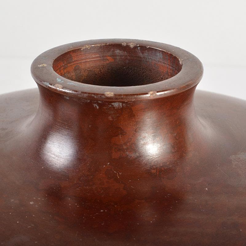 高岡銅器　勘渓工房　朱銅　平丸形花瓶　花入　共箱　M　R6074C