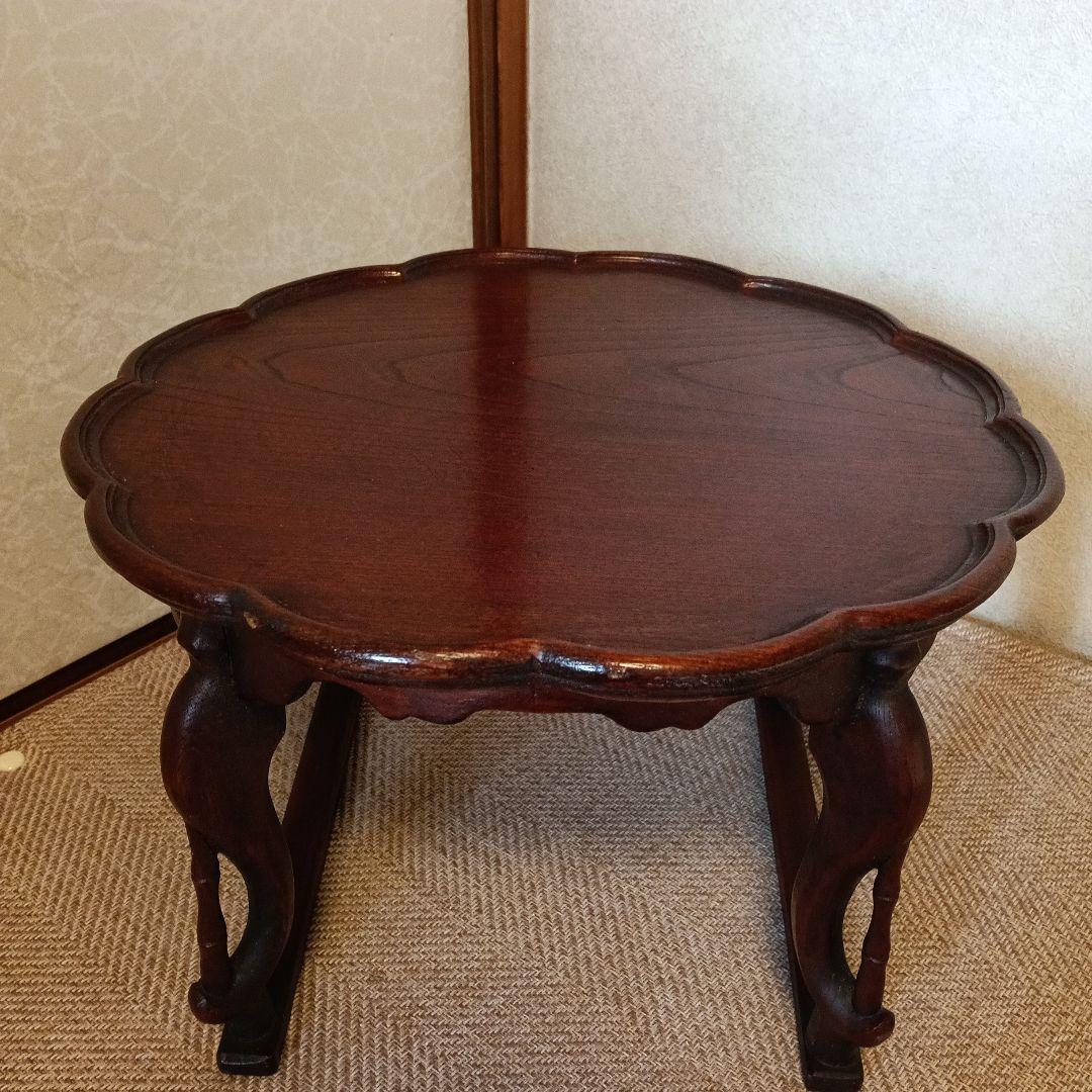 骨董 李朝 ソバン 李朝 お膳　花形 虎脚 机　花台 木製 飾り台