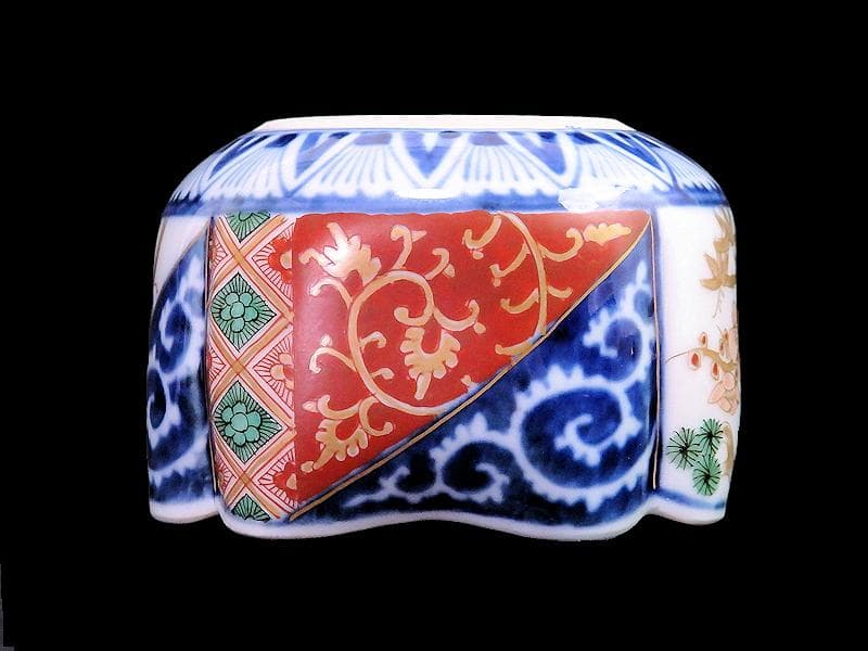 大聖寺伊万里　染錦　逆蛸に松竹梅　金唐草の図　変形向付　N1013AS-fbms