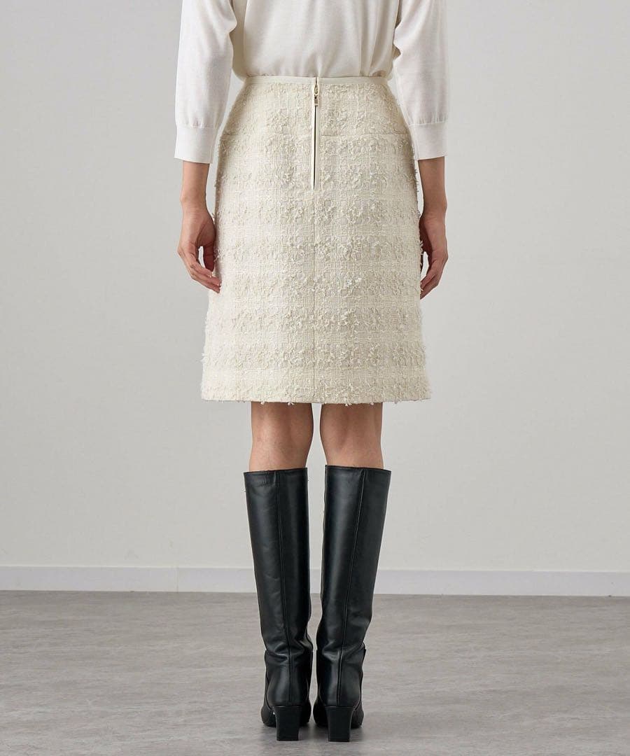 【新品未使用タグ付】ANAYIミックスヤーンツイードミニ スカート 38白