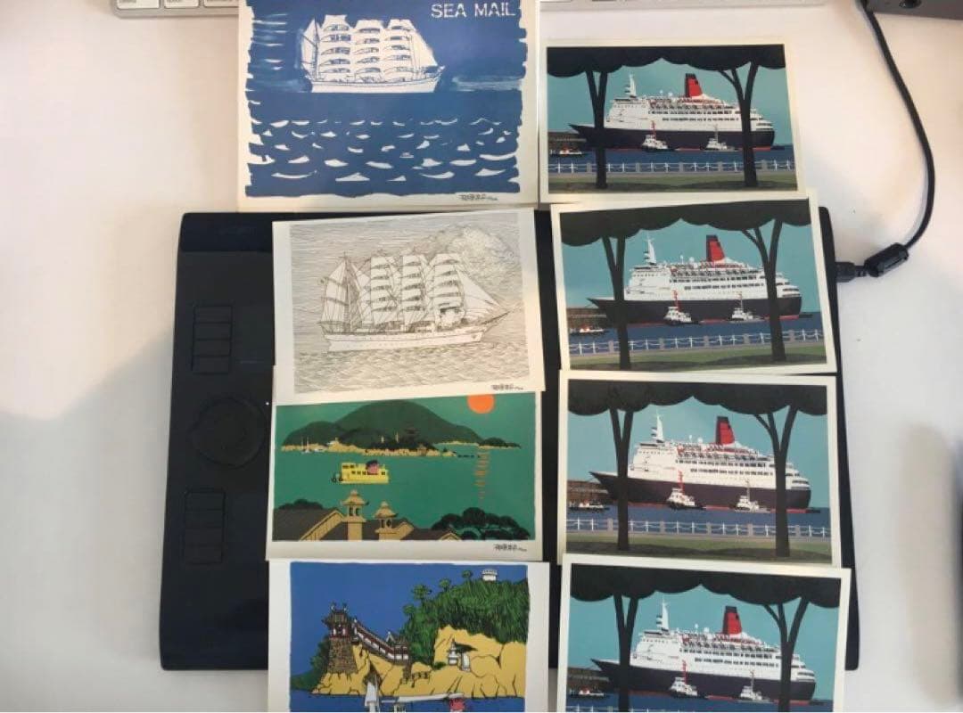 柳原良平　色紙　サイン入り　+ ポストカード