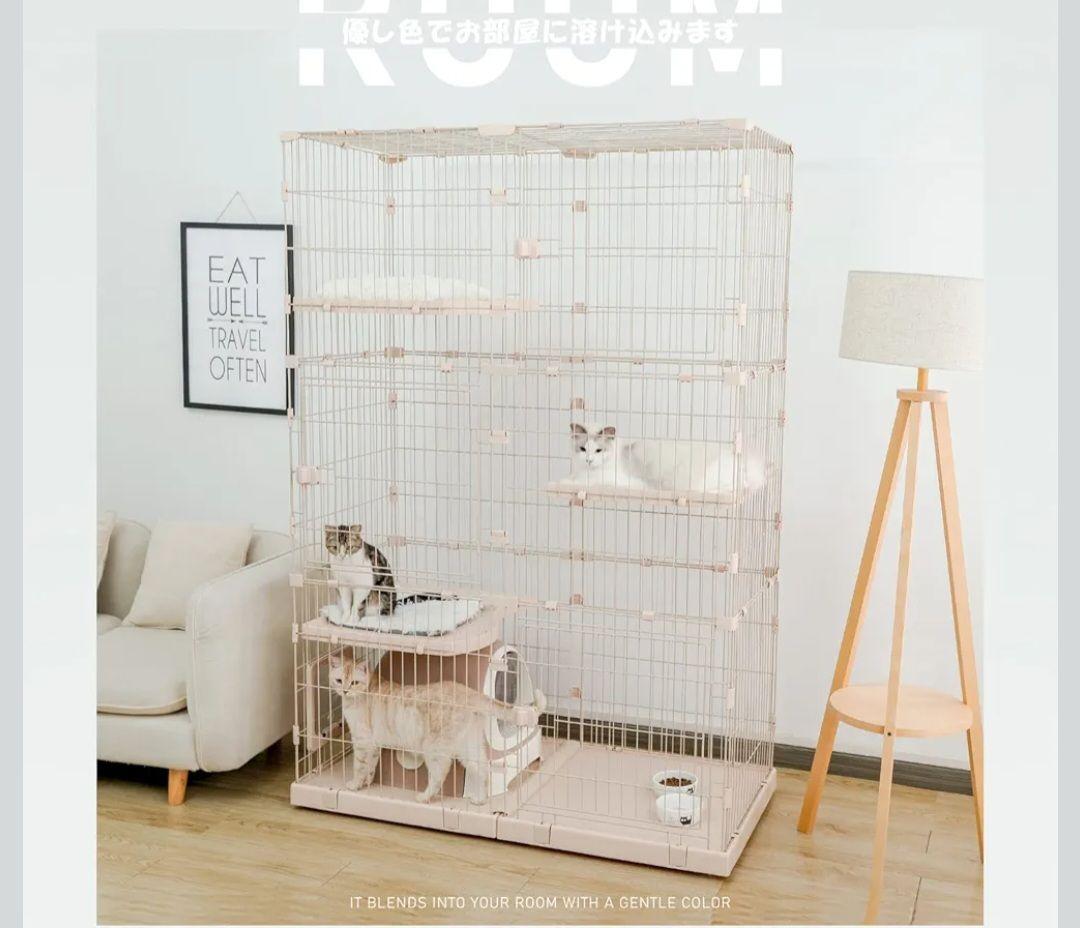 キャットケージ 3段 ワイド 多頭飼育向き