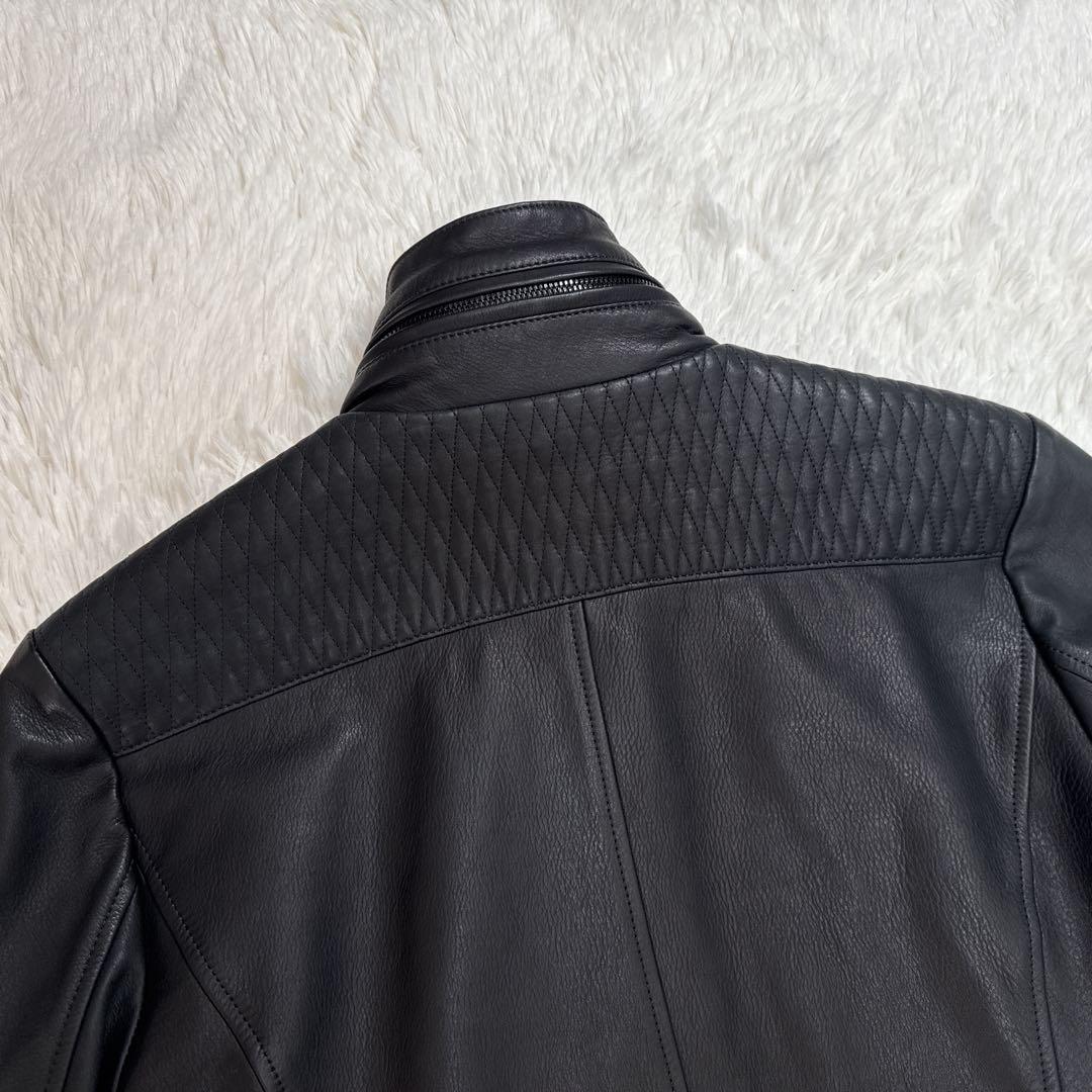 すずたろー 様 AKM シングル レザージャケット ダイヤキルト L WJK.