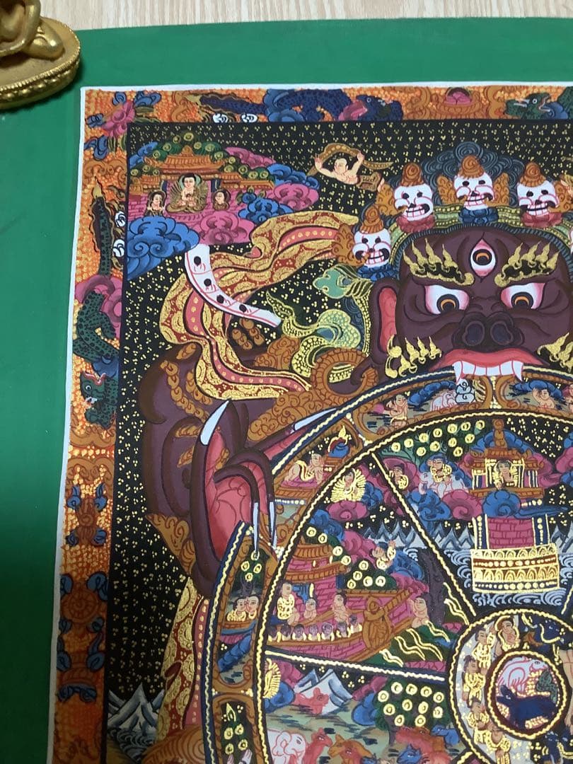 《 チベット密教　新品　1点物 》 六道輪廻　曼荼羅　手描き　仏教　密教　26