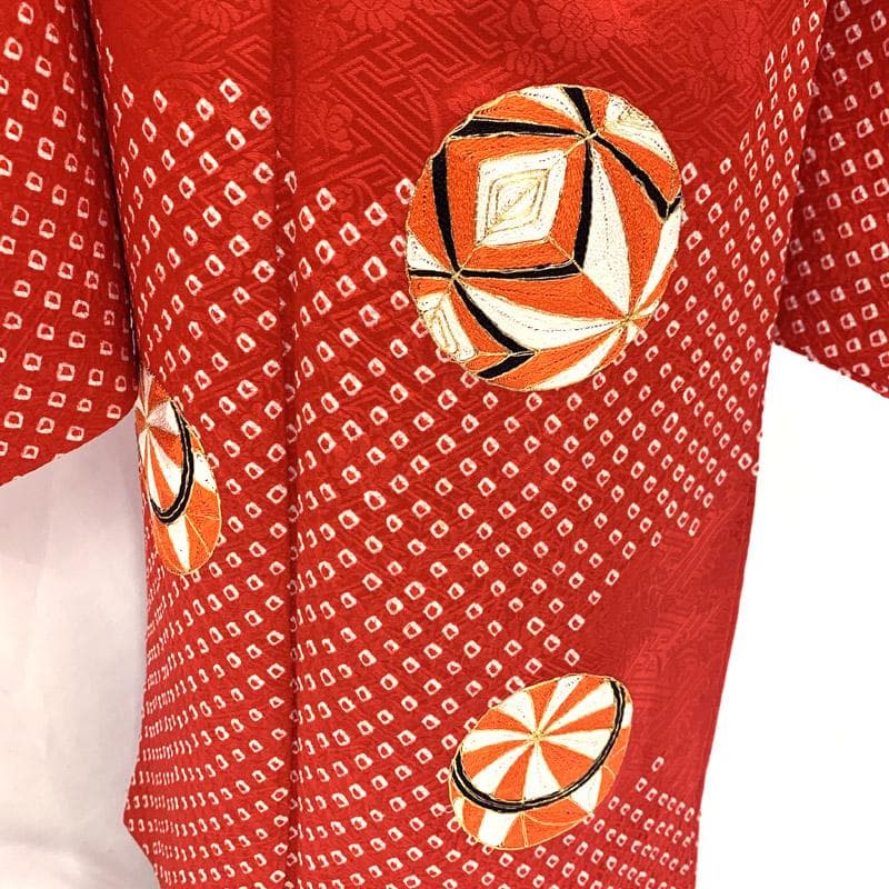 510ag13小物類,筥迫末広 ■七五三 七歳 女児総絞り着物&長襦袢刺繍手鞠■