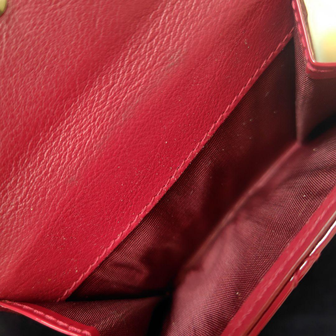 Dior 赤 エナメルレザー 三つ折り財布