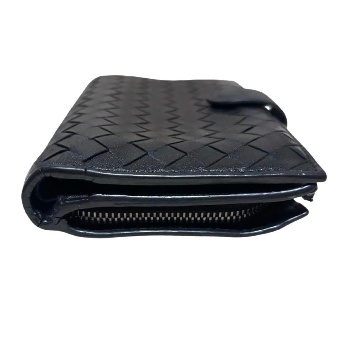 人気　ボッテガヴェネタ　折り財布　ブラック　イントレチャート　ラウンドファスナー