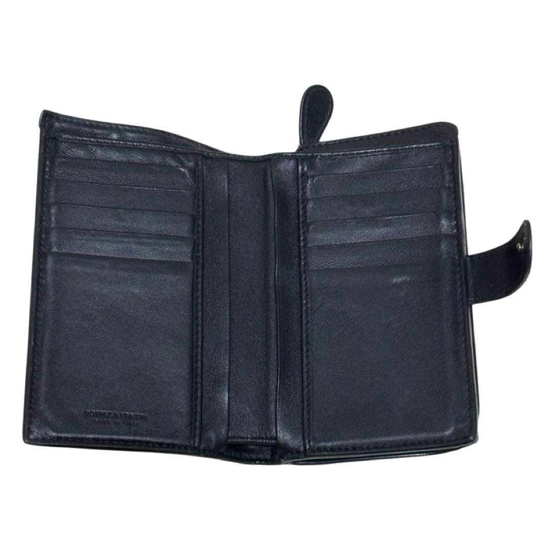 人気　ボッテガヴェネタ　折り財布　ブラック　イントレチャート　ラウンドファスナー