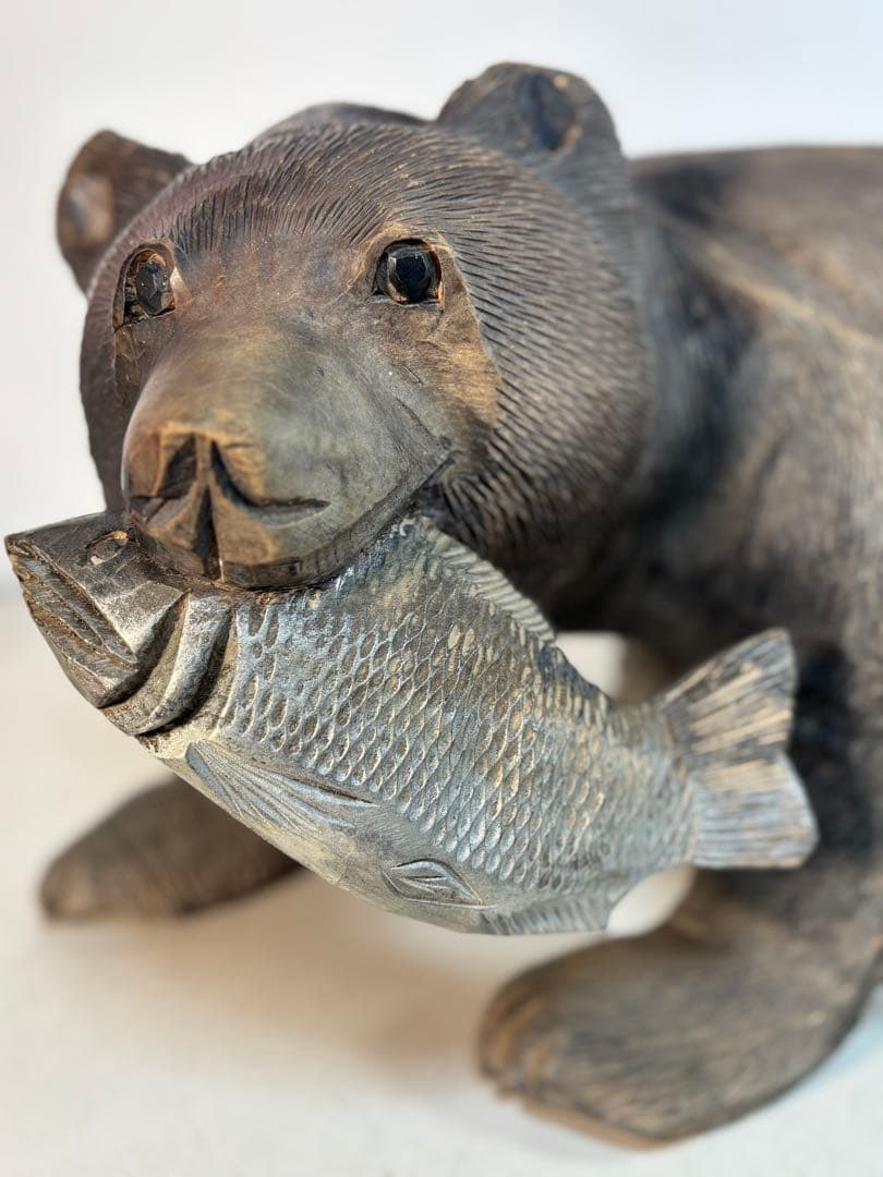 刻印「八江」木彫り熊　置物　北海道　クマ　民芸　古道具　アンティーク