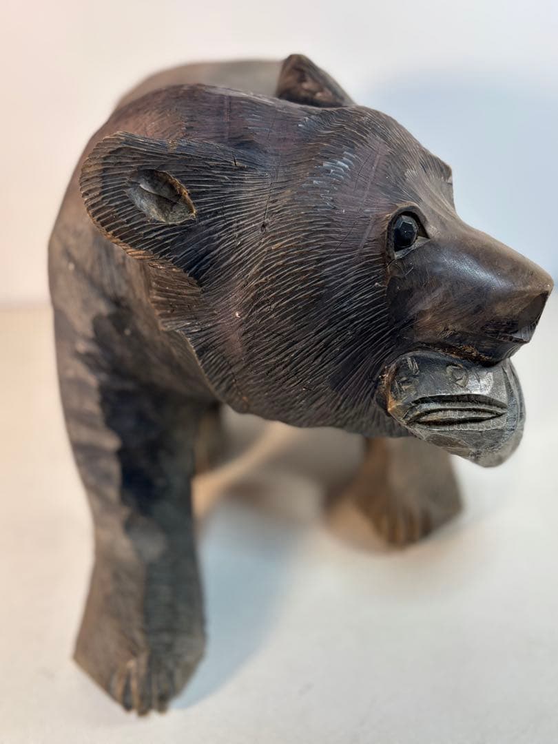 刻印「八江」木彫り熊　置物　北海道　クマ　民芸　古道具　アンティーク