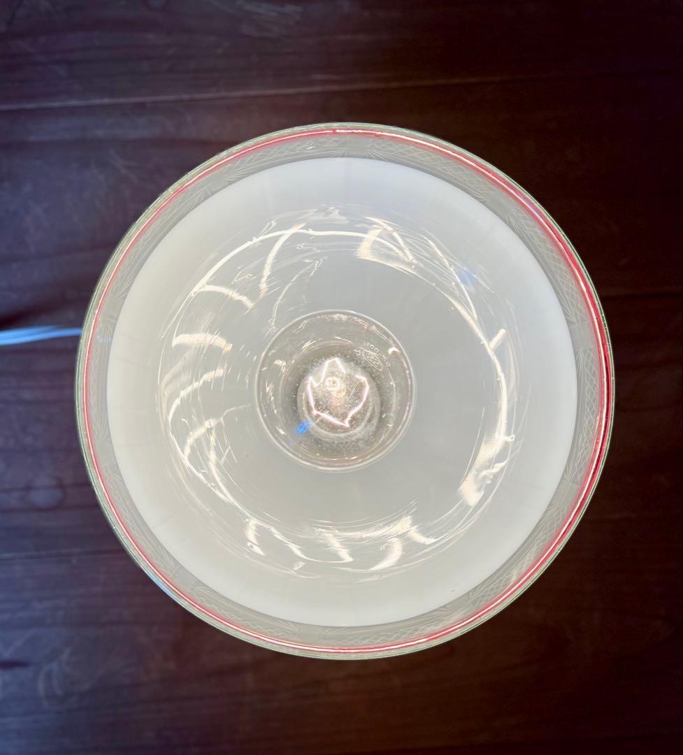 大正ロマン　切子縁赤電笠　和ガラス　灯り　照明　アンティーク　古道具