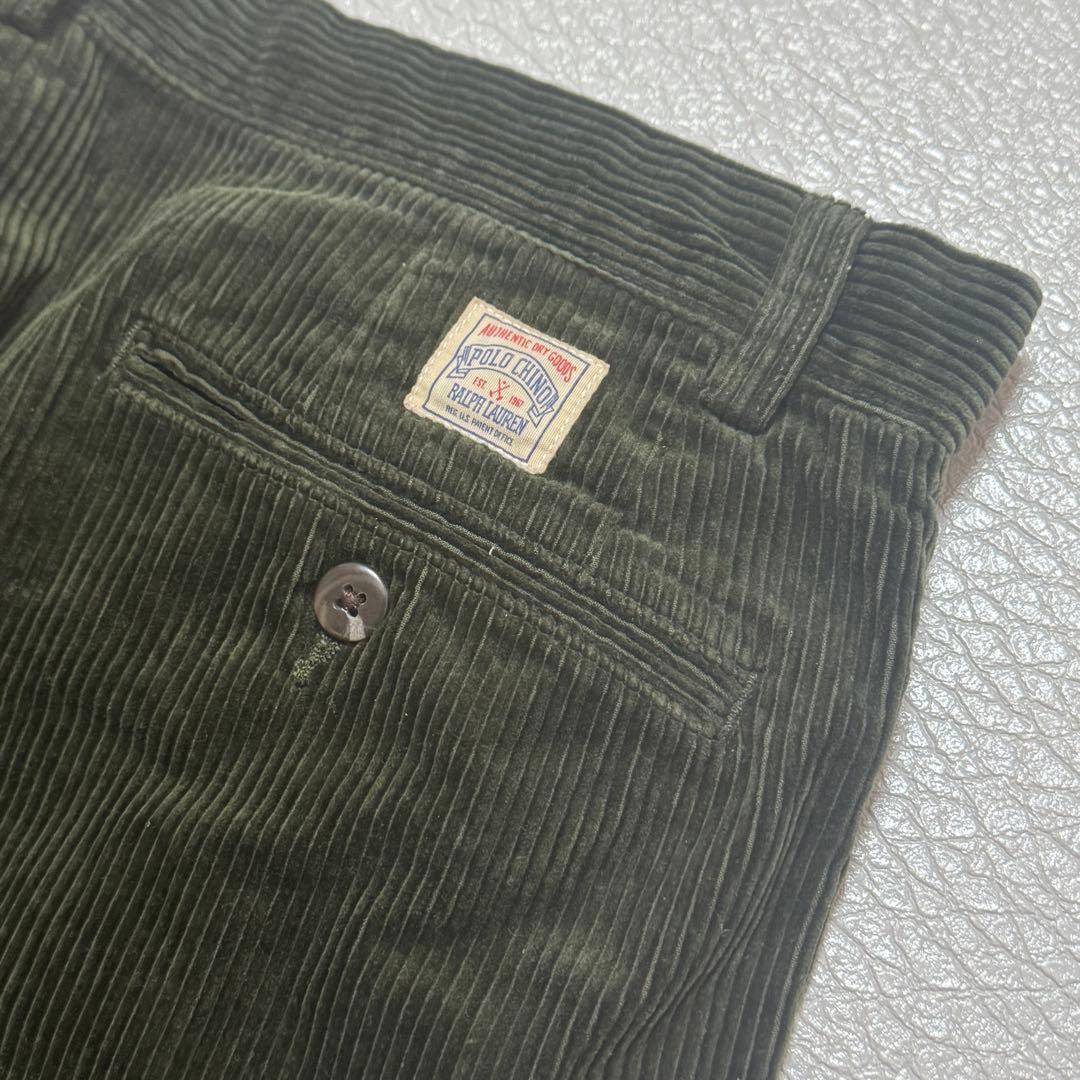 希少 ラルフローレン コーデュロイ ワークパンツ 34 ダークグリーン 太畝