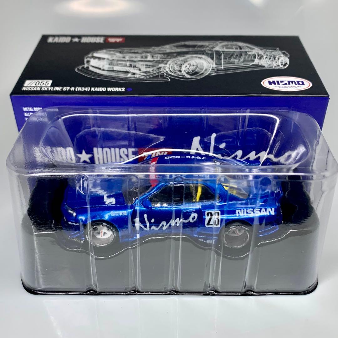 ミニGT 1/64 日産 スカイライン BNR34 街道ハウス Nismo 青