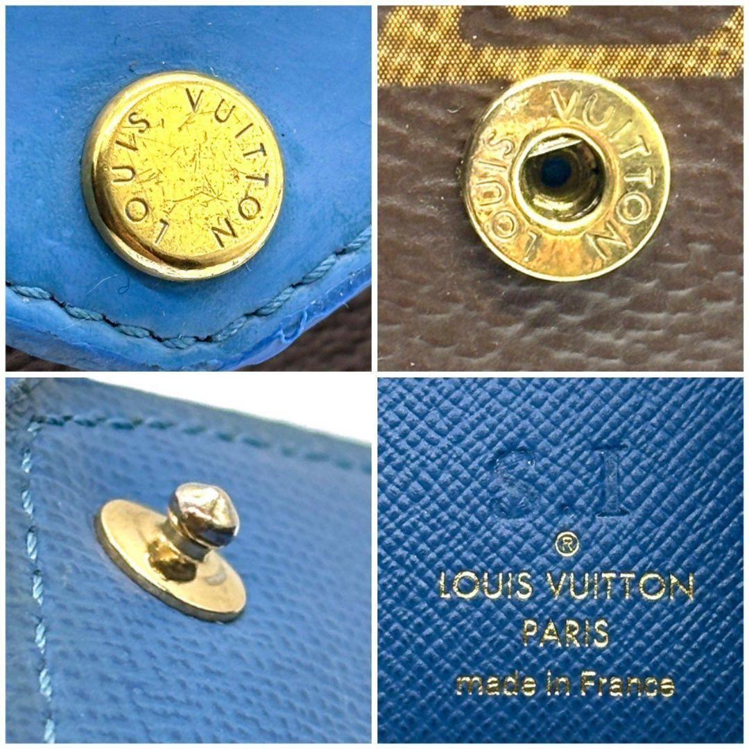 ベ*ー様 鮮やかブルー✨　ルイヴィトン　ポルトフォイユ ゾエ 三つ折り財布 モノ