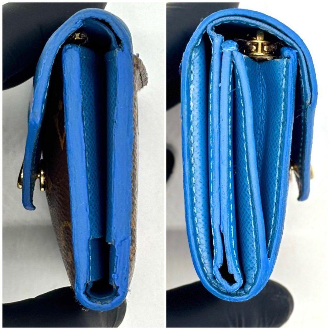 ベ*ー様 鮮やかブルー✨　ルイヴィトン　ポルトフォイユ ゾエ 三つ折り財布 モノ