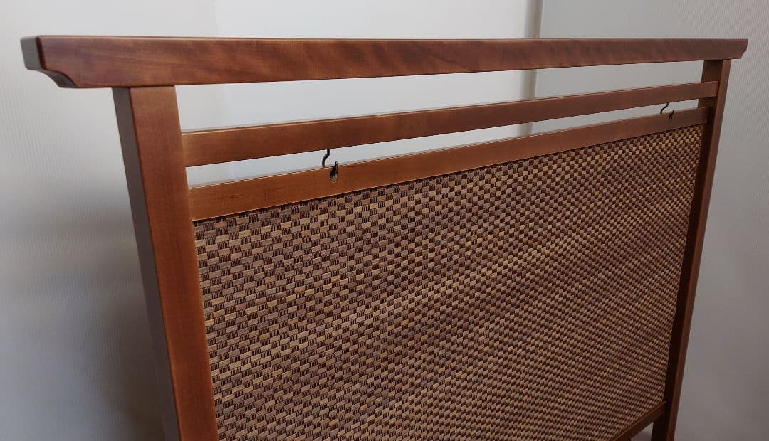 衝立　間仕切り 木製 竹簾パーテーション衝立　枯茶色仕上げフレーム　茶竹①