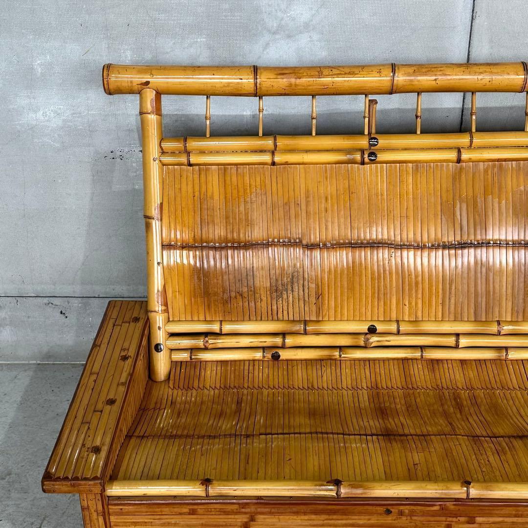 ✿伝統工芸✿ 和風竹家具 “梅里竹芸” 3人掛けソファ アジアン家具　長椅子