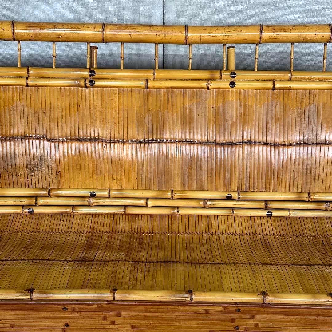 ✿伝統工芸✿ 和風竹家具 “梅里竹芸” 3人掛けソファ アジアン家具　長椅子