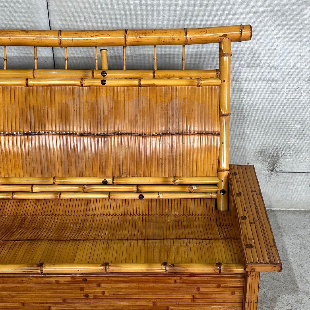 ✿伝統工芸✿ 和風竹家具 “梅里竹芸” 3人掛けソファ アジアン家具　長椅子