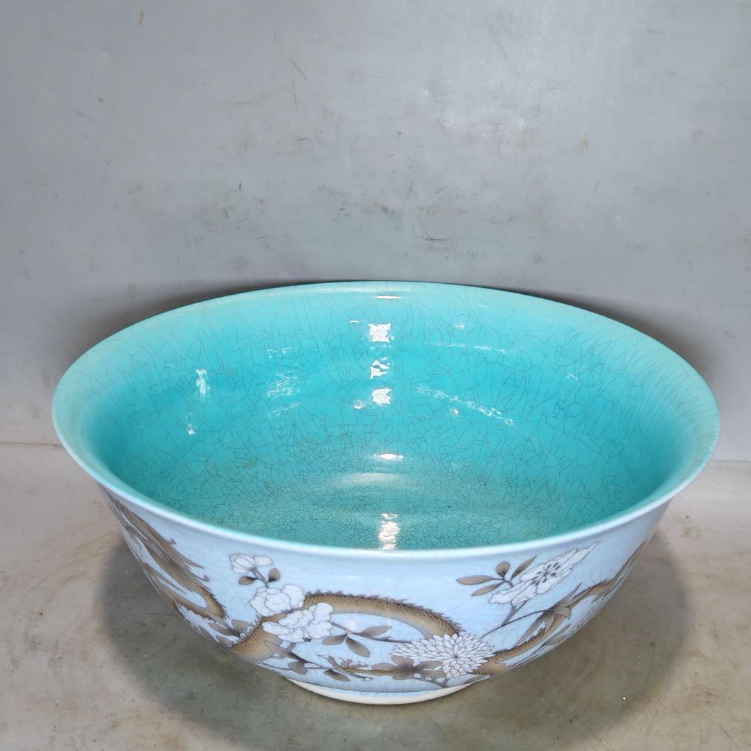 旧家蔵出　時代物　置物　清国時代　龍碗　青花瓷 お皿