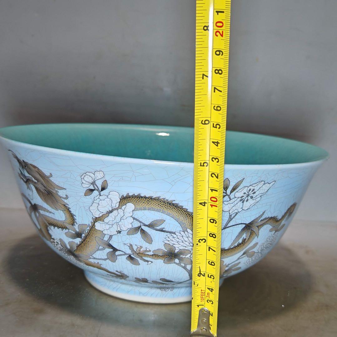 旧家蔵出　時代物　置物　清国時代　龍碗　青花瓷 お皿