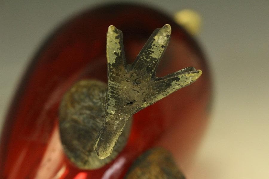 16世紀 フランス 赤ガラス 鷲 酒瓶高23.5cmアンティーク (RC975)