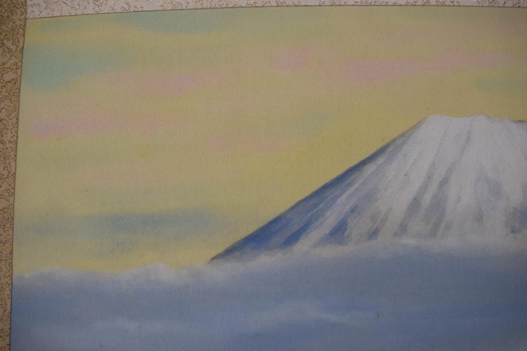 【真作】浜孤嘯/富士山遠望図/横物/掛軸☆宝船☆Z-541